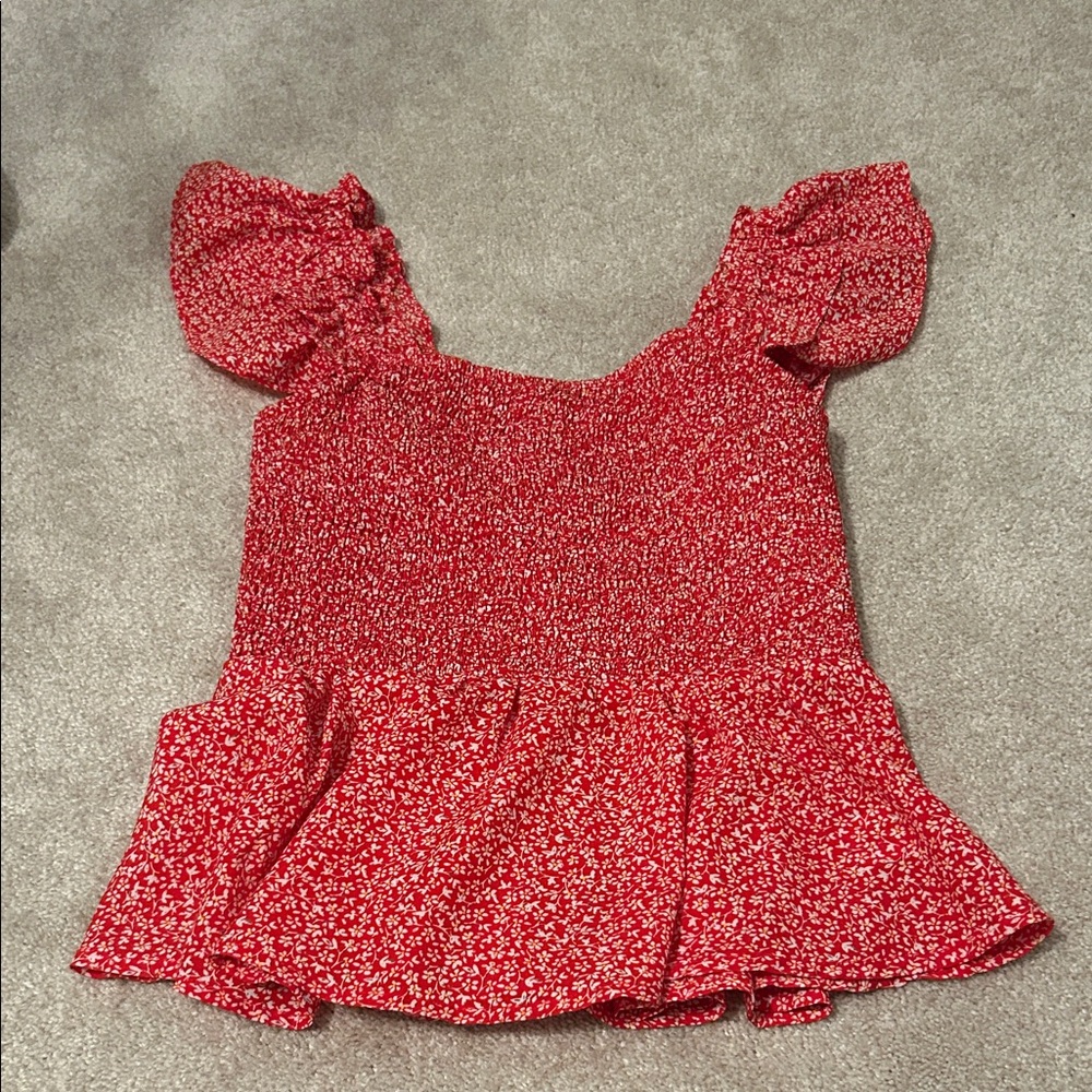 Entro Red Floral Blouse